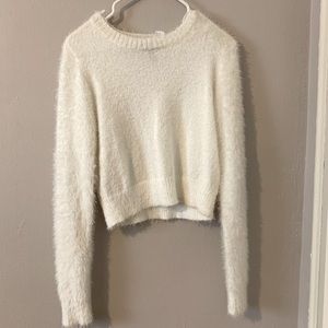 Fuzzy cropped sweater top